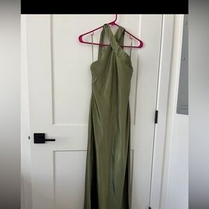 Petal & Pup Sage Green Halter Maxi Dress